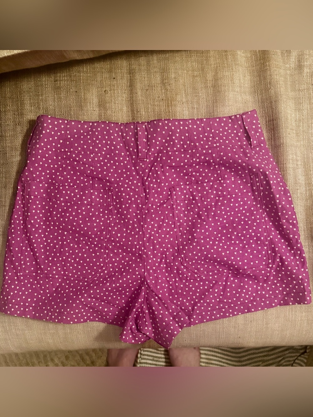 NWOT Anthropologie Maeve Colette Short in Purple with White Heart Print - Picture 2 of 10